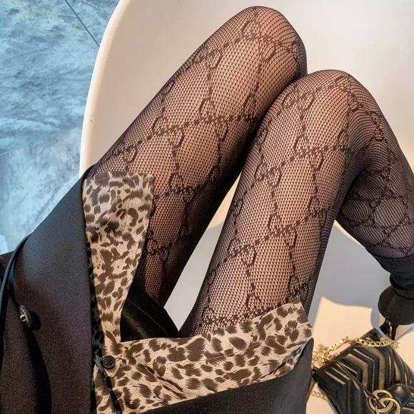 Fishnet Stockings Fashion GG Tights Sexy Lace Leggings High Waisted Pantyhose - Picture 2 of 6